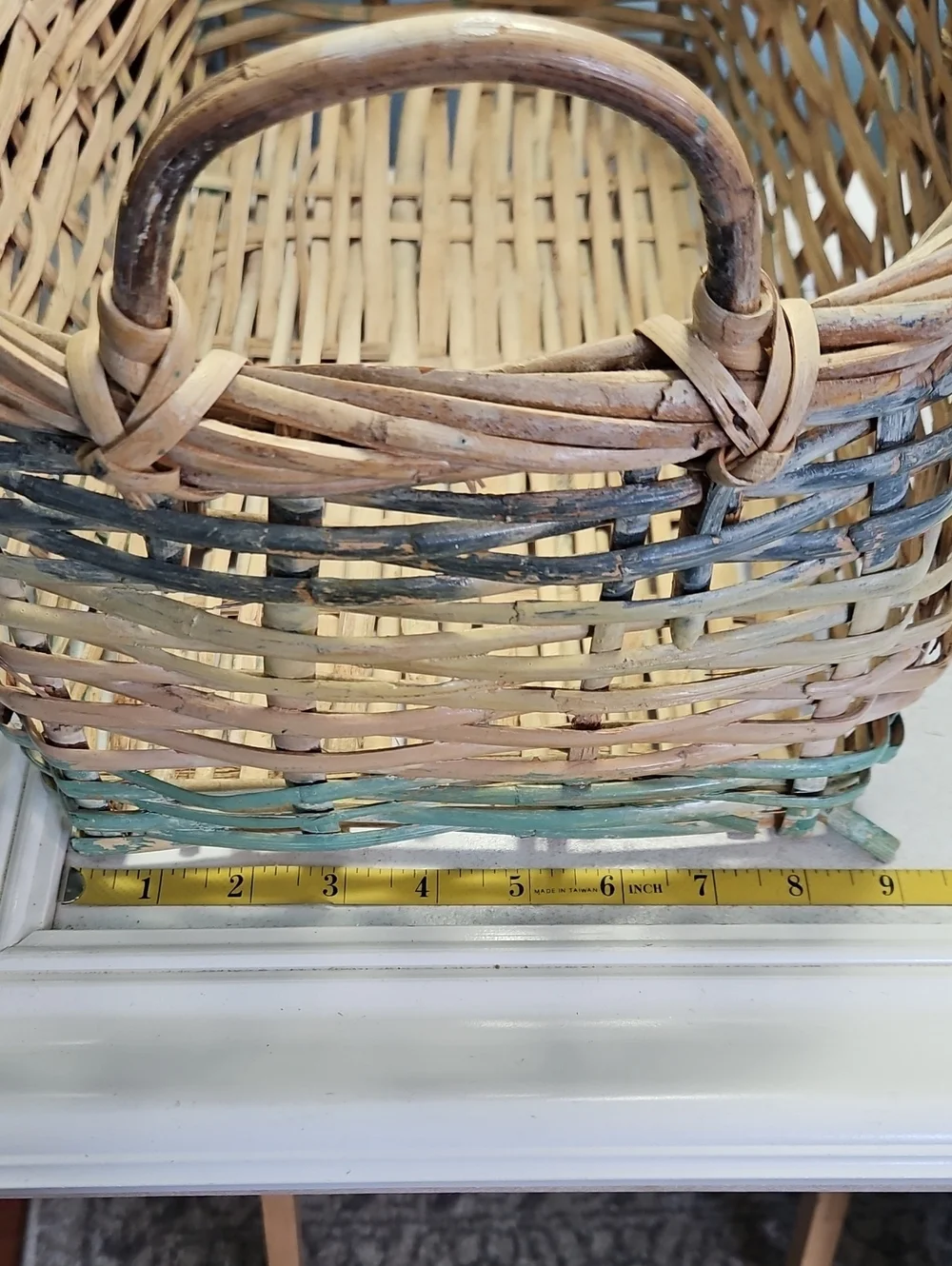 Woven Natural and Pastel Rectangular Storage Basket Set
